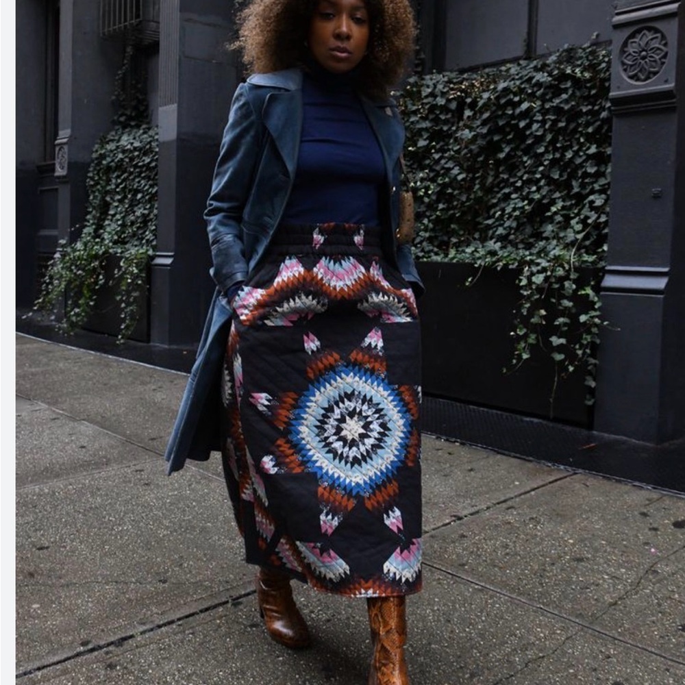Sea New York Quilted Geometric Patterned Midi Skirt